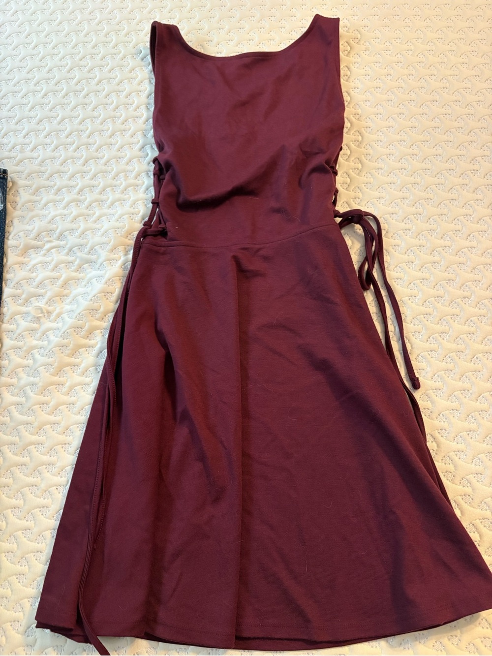 Sleeveless Burgundy A-Line Dress with Side Ties size medium brand degree
